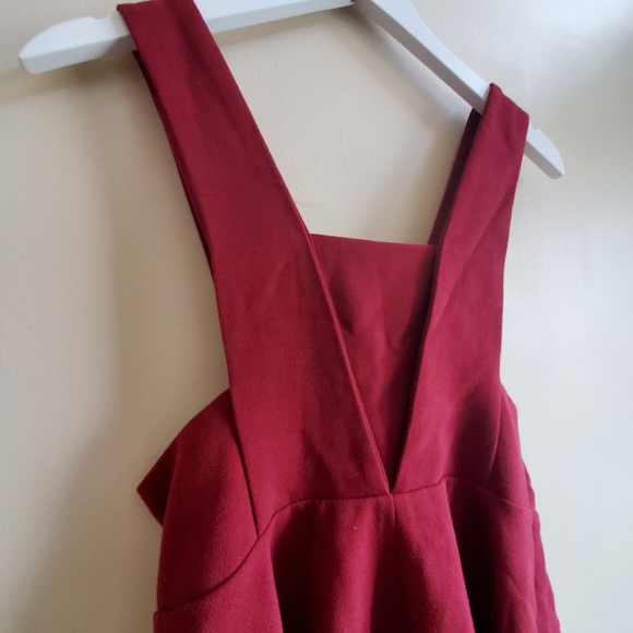 Vintage Unique wine dress with bow, medium, fully lined - Picture 6 of 11
